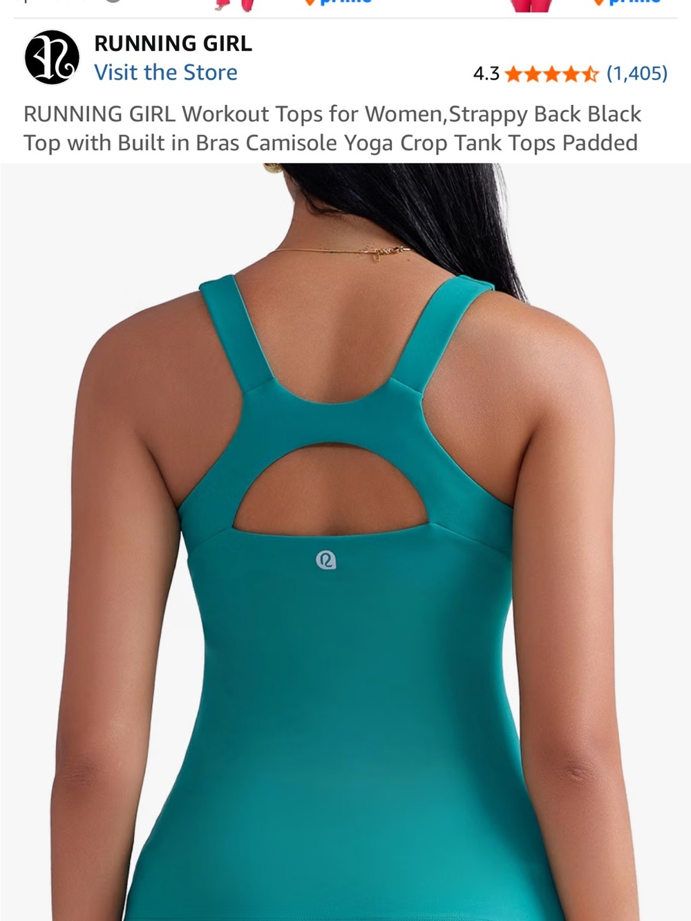 Running Girl Teal Strappy-Back Camisole with Keyhole